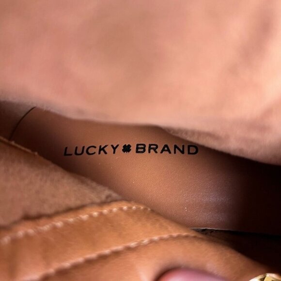 Lucky Brand Omarey Platform Boot Women's Size 10 in Tan Block Heel Inside Zip - Picture 12 of 16